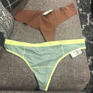 Aerie XL. Mint Green & Lime Trim 'text me' Thong & brown thong NWT
